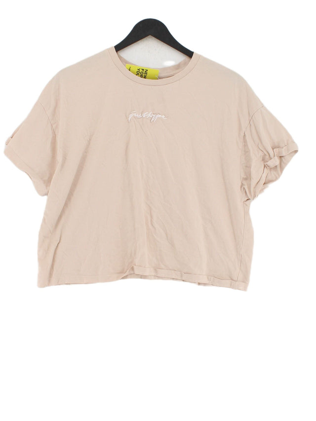 Hype Women's T-Shirt UK 12 Cream 100% Cotton
