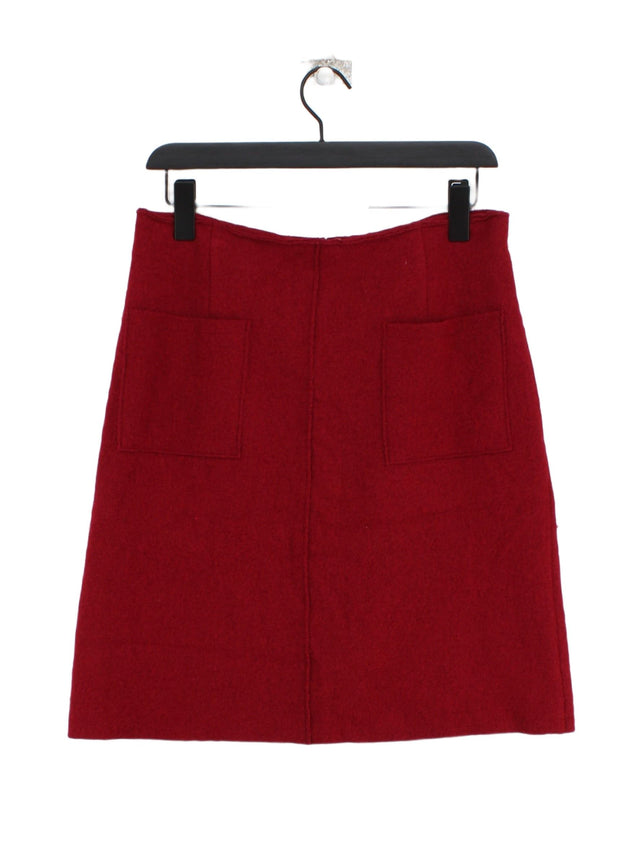 Laura Ashley Women's Midi Skirt S Red Viscose with Polyester, Wool