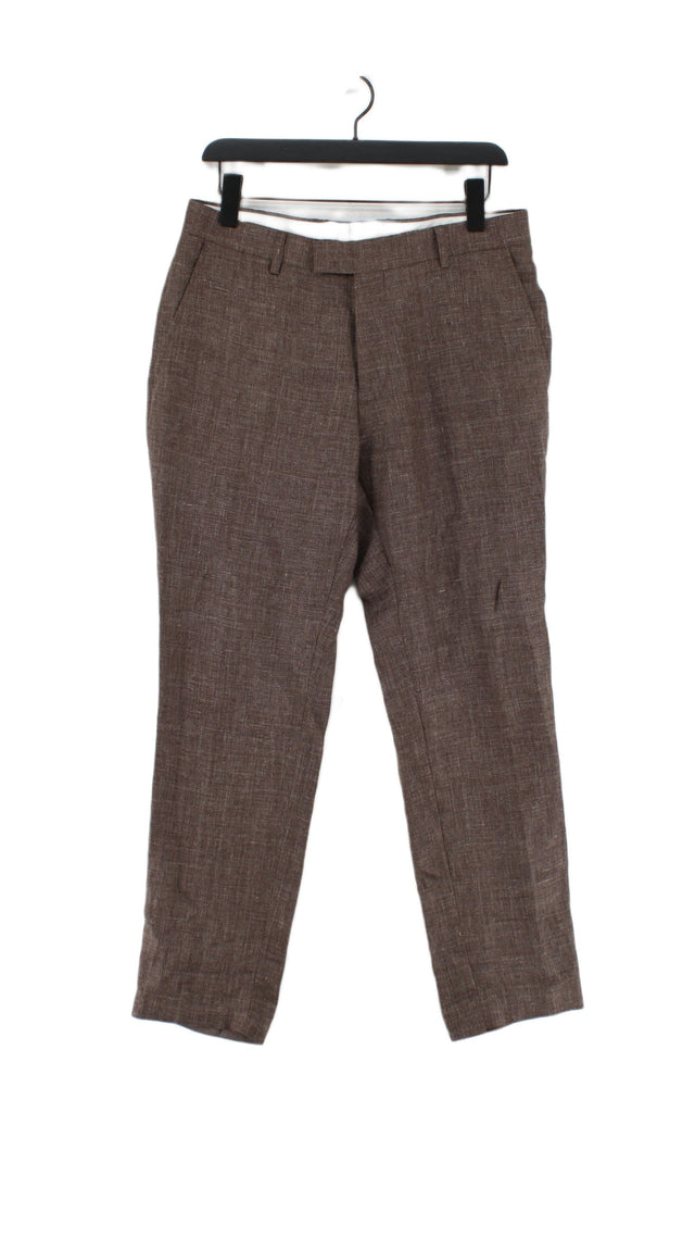 Moss Bros Men's Suit Trousers W 32 in Brown 100% Linen