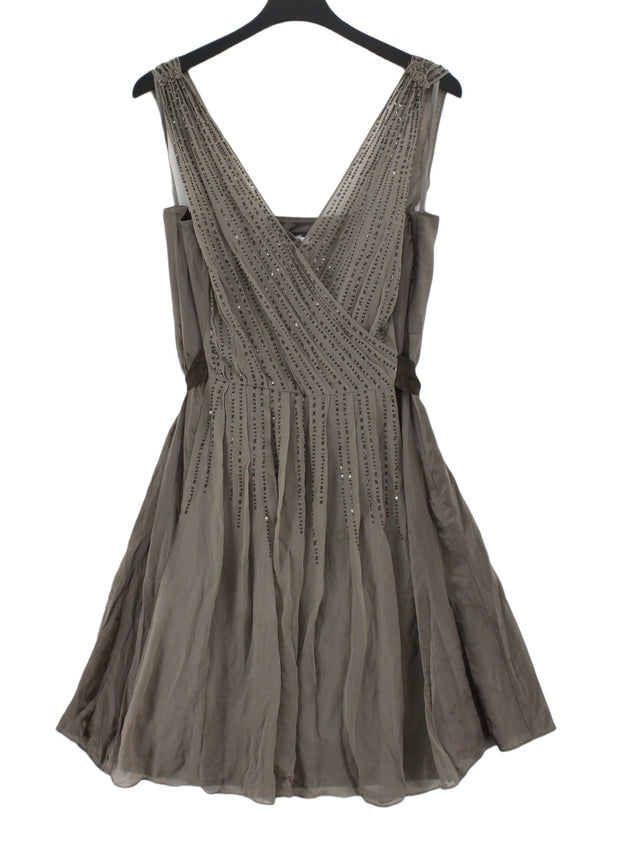 Coast Women's Midi Dress UK 16 Grey Silk with Other