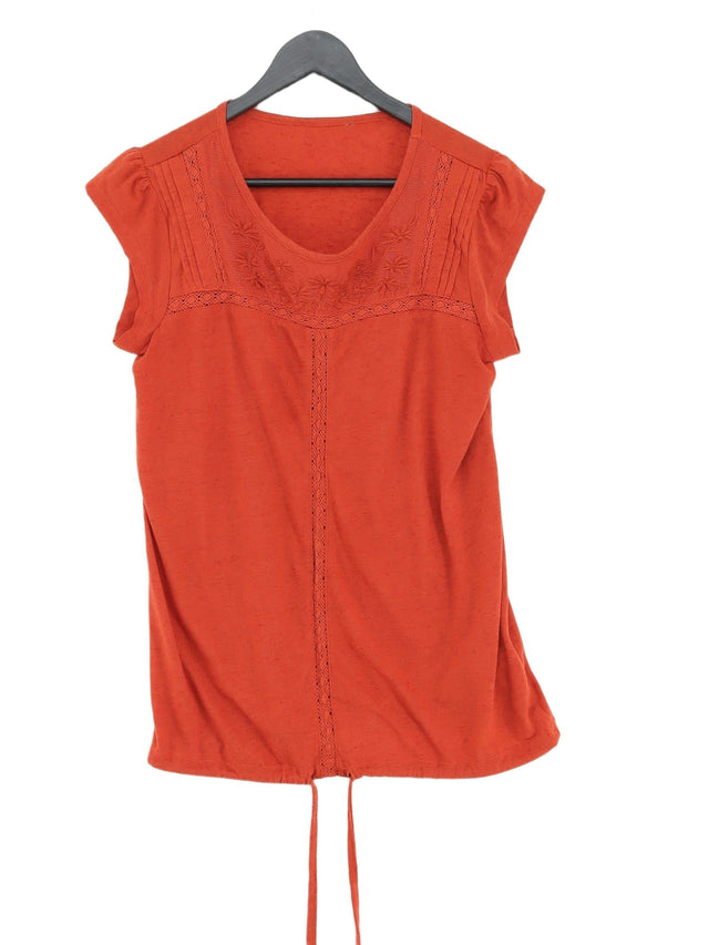 Next Women's T-Shirt UK 12 Orange Polyester with Linen