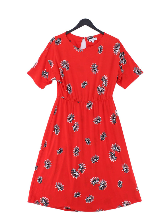 Warehouse Women's Midi Dress UK 8 Red Polyester with Elastane