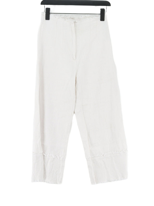 Zara Women's Suit Trousers S White Cotton with Linen