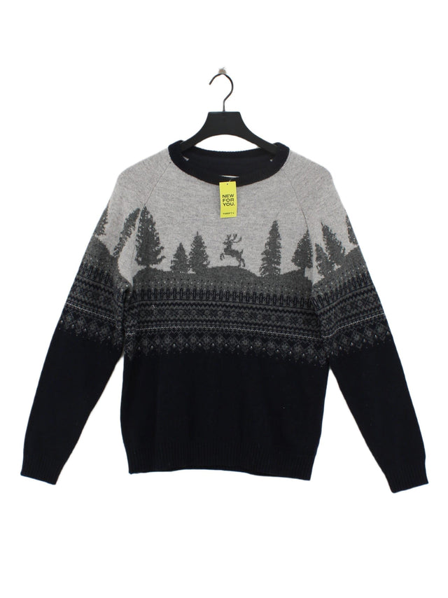 FatFace Men's Jumper S Grey Wool with Nylon
