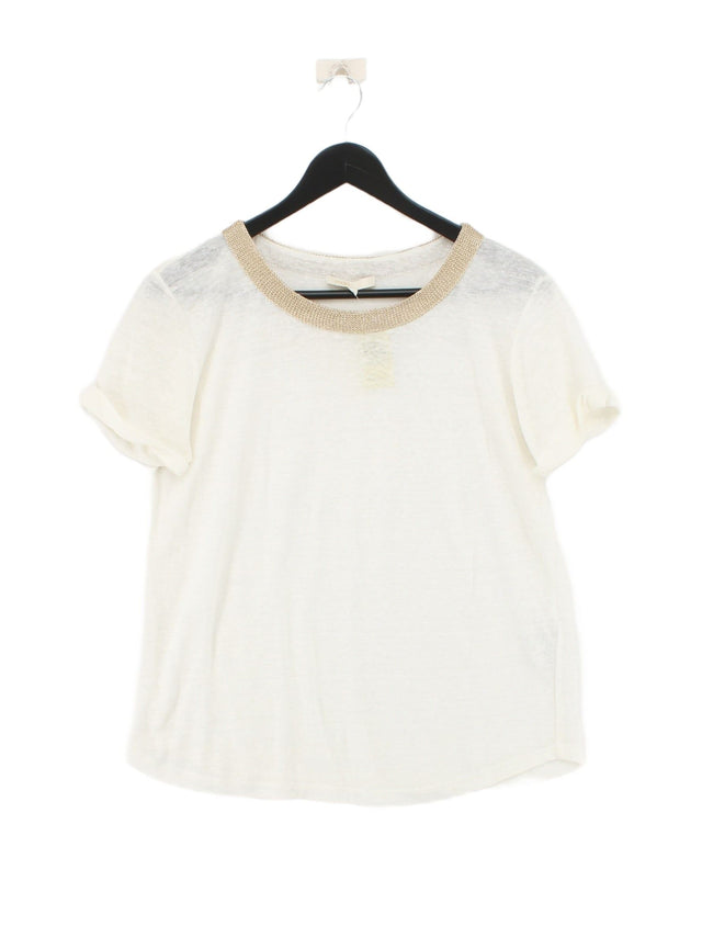 Maje Women's T-Shirt UK 8 White Linen with Nylon, Rayon