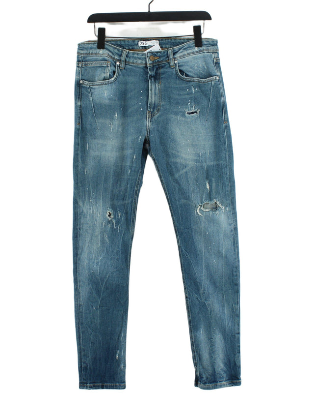 Zara Men's Jeans W 30 in Blue Cotton with Elastane