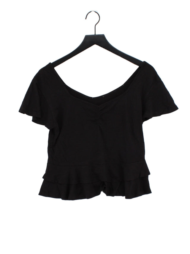 New Look Women's Top UK 12 Black Cotton with Lyocell Modal