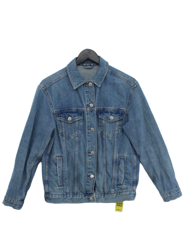 Topshop Women's Jacket UK 6 Blue 100% Cotton