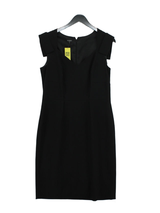 Hobbs Women's Midi Dress UK 14 Black Wool with Polyester