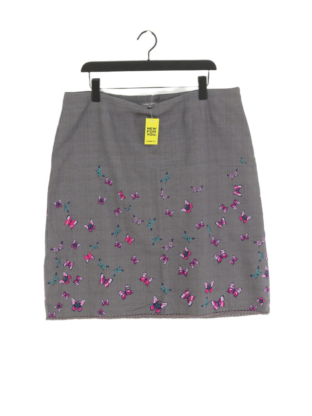 Laura Ashley Women's Midi Skirt UK 18 Grey Cotton with Polyester
