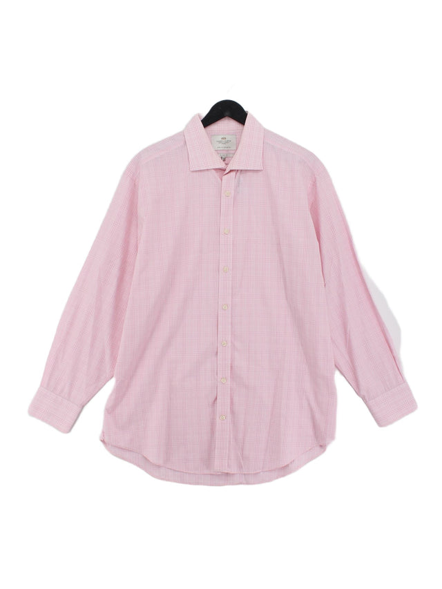 Hawes & Curtis Men's Shirt Chest: 34 in Pink 100% Cotton