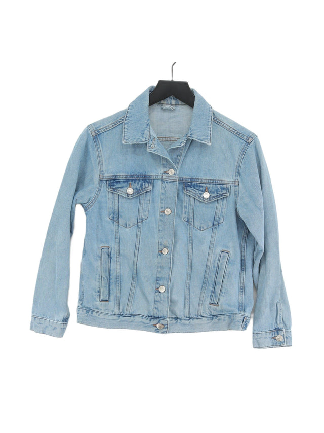 Topshop Women's Jacket UK 4 Blue 100% Cotton