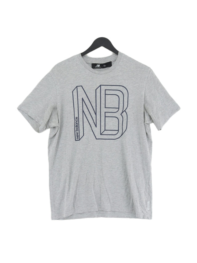 New Balance Men's T-Shirt L Grey Cotton with Polyester
