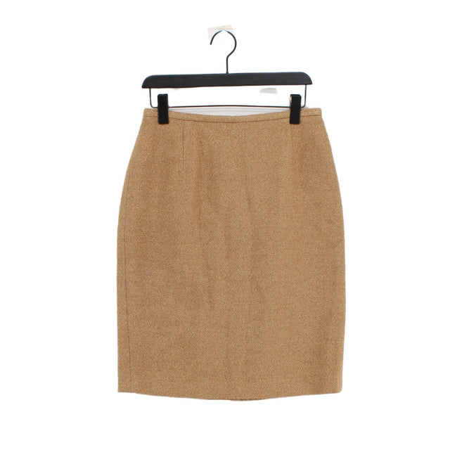 Jaeger Women's Midi Skirt UK 14 Brown Wool with Mohair, Polyamide, Polyester