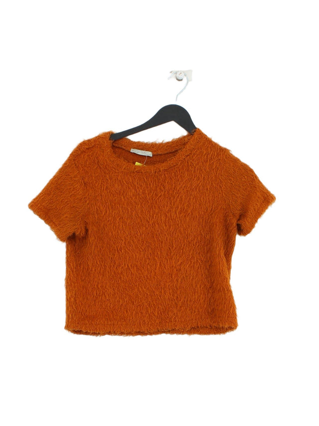 Zara Women's T-Shirt S Brown 100% Polyester