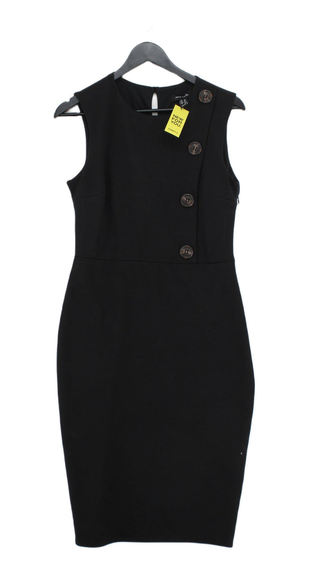 New Look Women's Midi Dress UK 12 Black Polyester with Elastane
