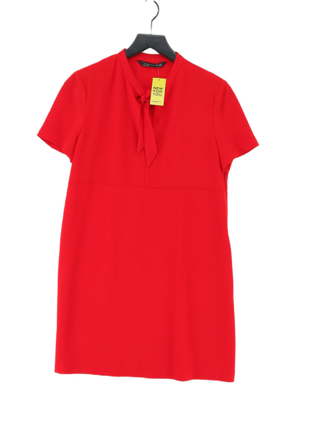 Zara Women's Midi Dress L Red 100% Polyester