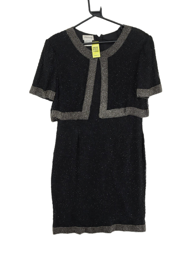 Vintage Stenay Women's Midi Dress L Black Silk with Polyester