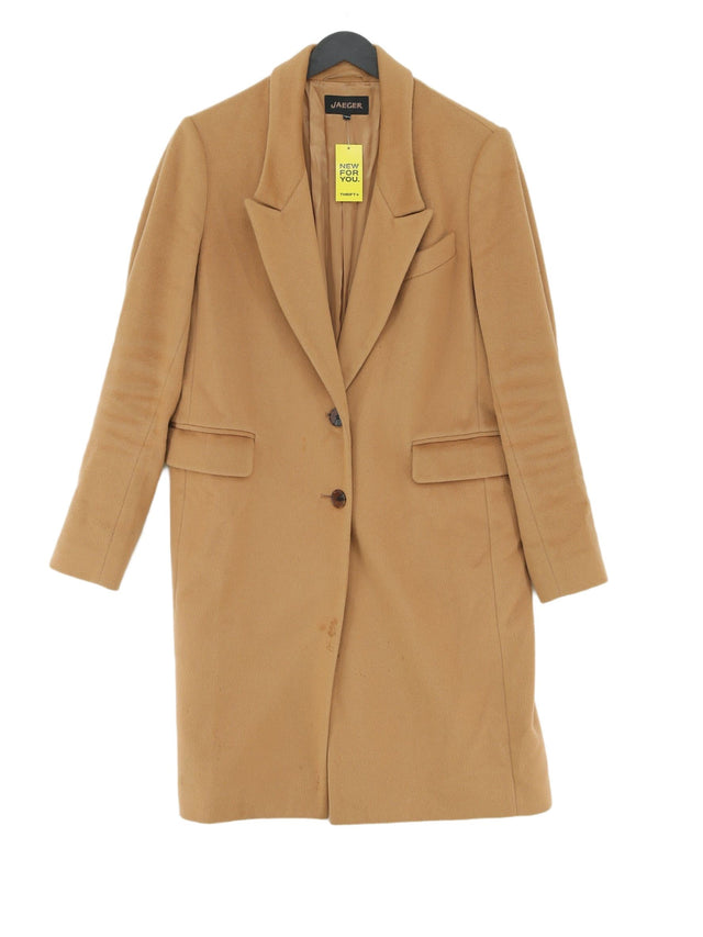 Jaeger Women's Coat UK 12 Tan Viscose with Cotton, Elastane, Nylon