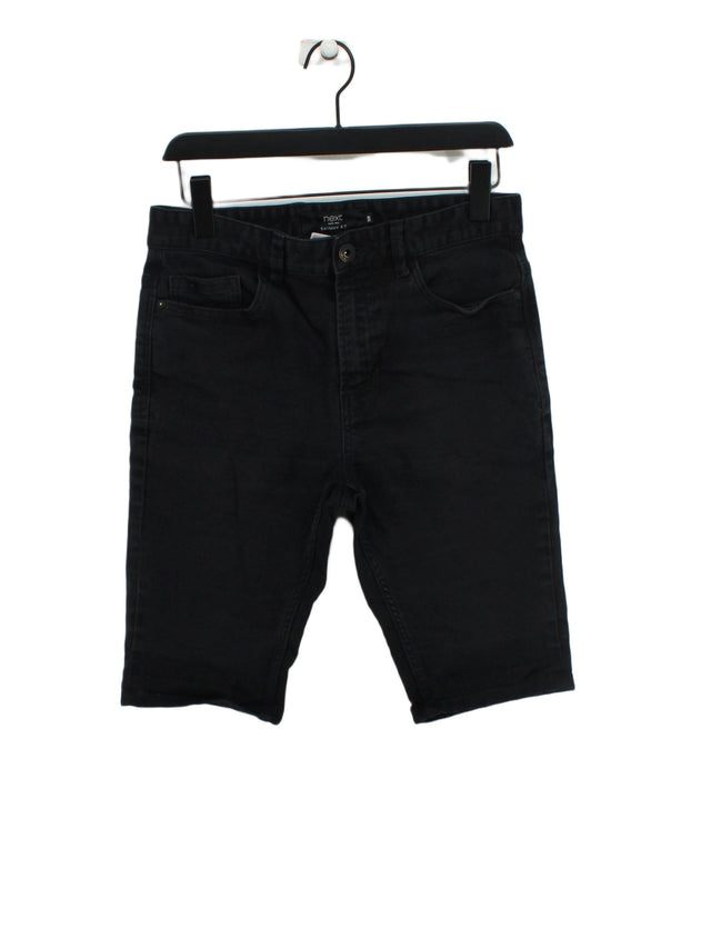 Next Men's Shorts S Black Cotton with Elastane