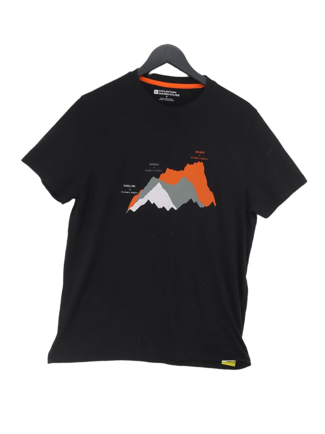 Mountain Warehouse Men's T-Shirt M Black Cotton with Polyester