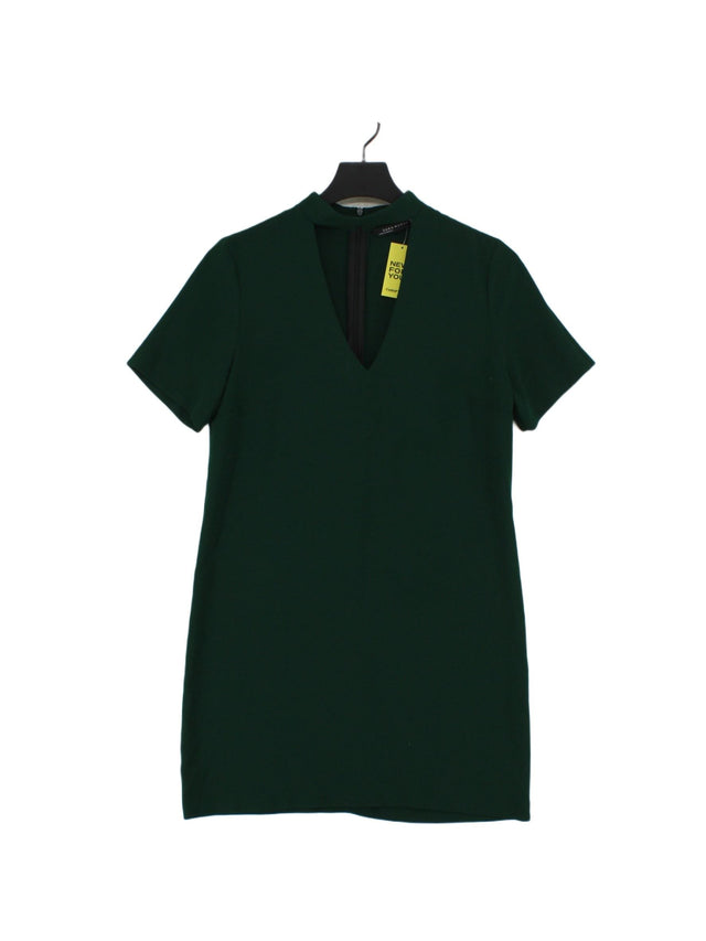 Zara Women's Midi Dress S Green 100% Polyester