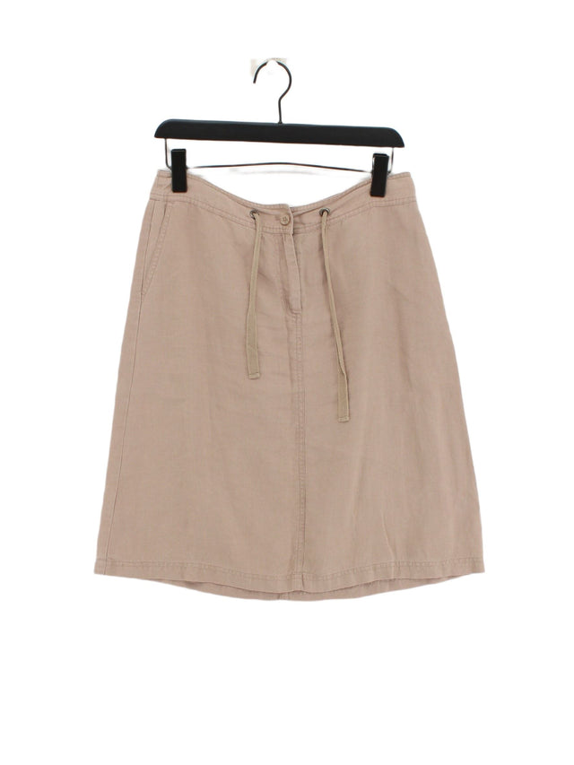 Laura Ashley Women's Midi Skirt UK 12 Tan 100% Linen