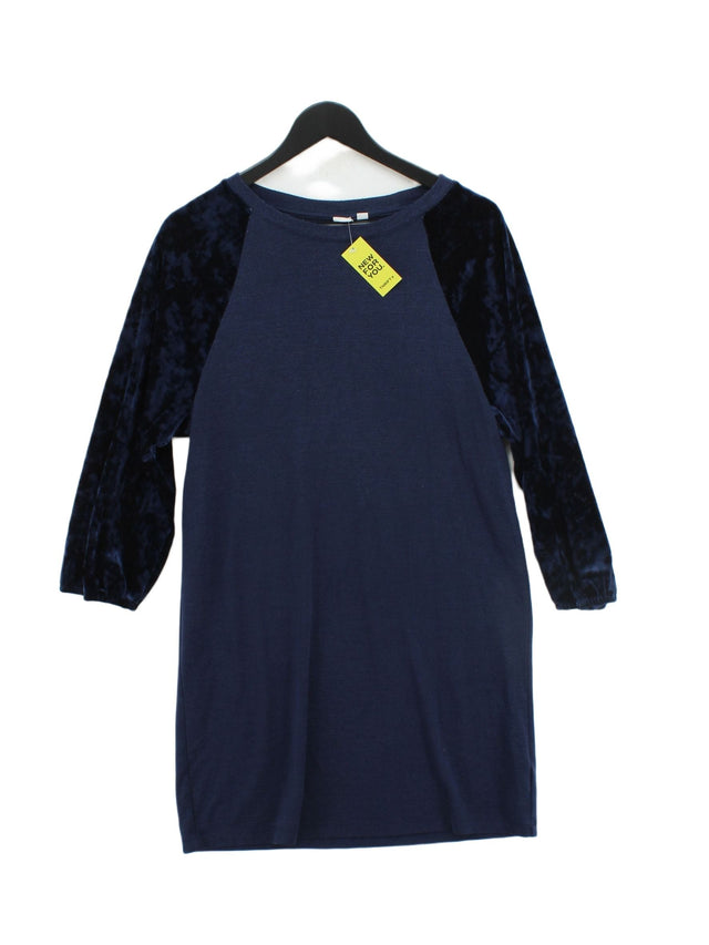 Gap Women's Midi Dress S Blue Polyester with Rayon, Spandex, Viscose
