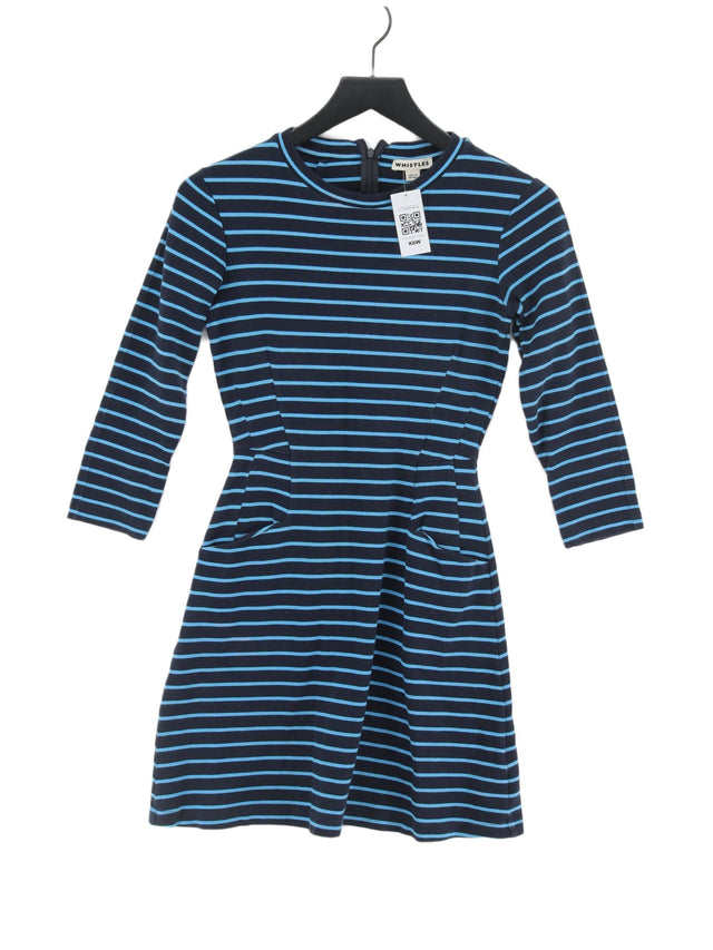 Whistles Women's Midi Dress UK 6 Blue 100% Cotton