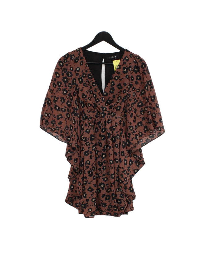 Jane Norman Women's Midi Dress UK 8 Brown 100% Polyester