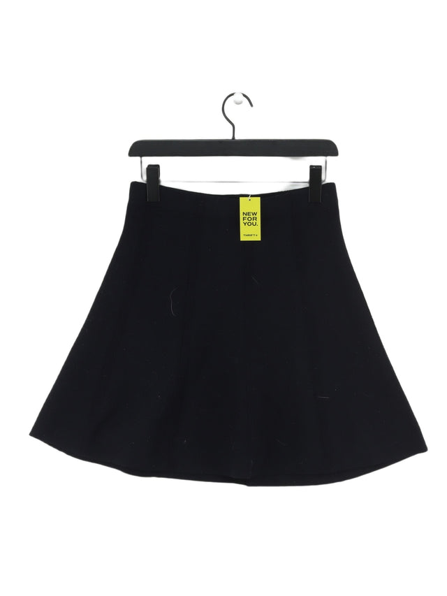 Zara Women's Midi Skirt S Black Viscose with Polyamide, Polyester
