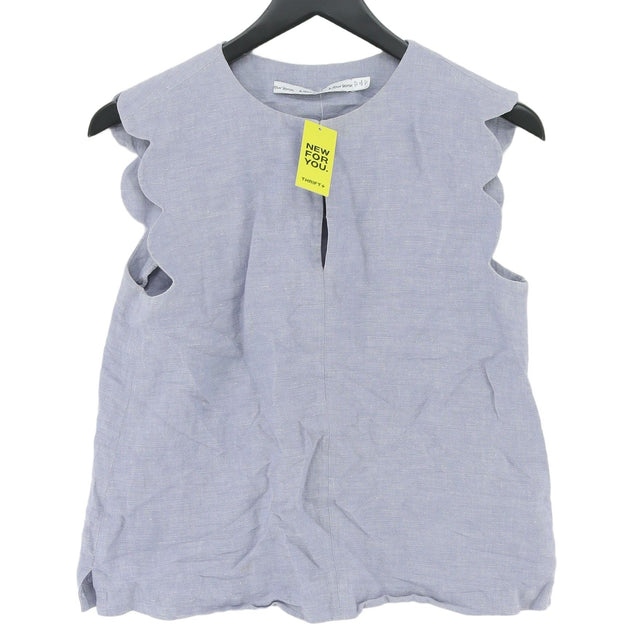 & Other Stories Women's Top UK 10 Blue Linen with Cotton