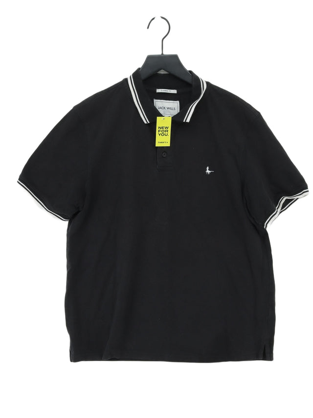 Jack Wills Men's Polo L Black 100% Cotton