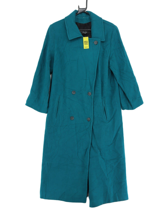 Vintage Anne Klein Women's Coat UK 12 Blue 100% Wool