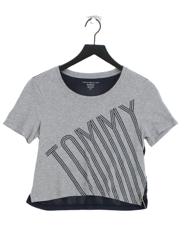 Tommy Hilfiger Women's T-Shirt S Grey Cotton with Elastane, Other, Polyester