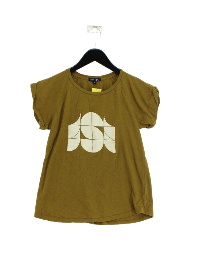 Soeur Women's T-Shirt UK 6 Green Cotton with Linen