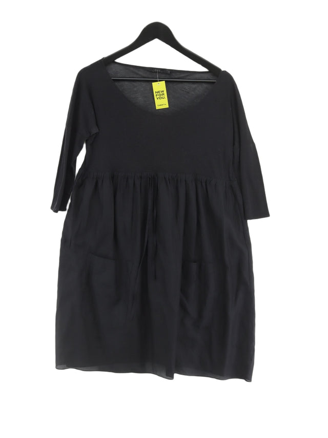 COS Women's Midi Dress S Black Cotton with Silk