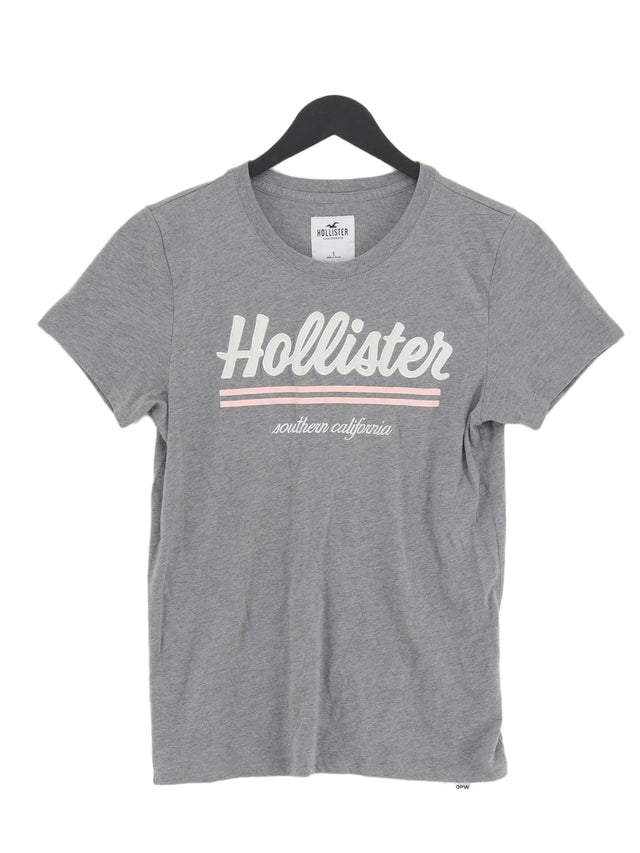 Hollister Women's T-Shirt S Grey Cotton with Polyester