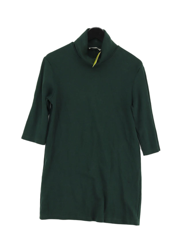 Zara Women's Midi Dress S Green Cotton with Polyester