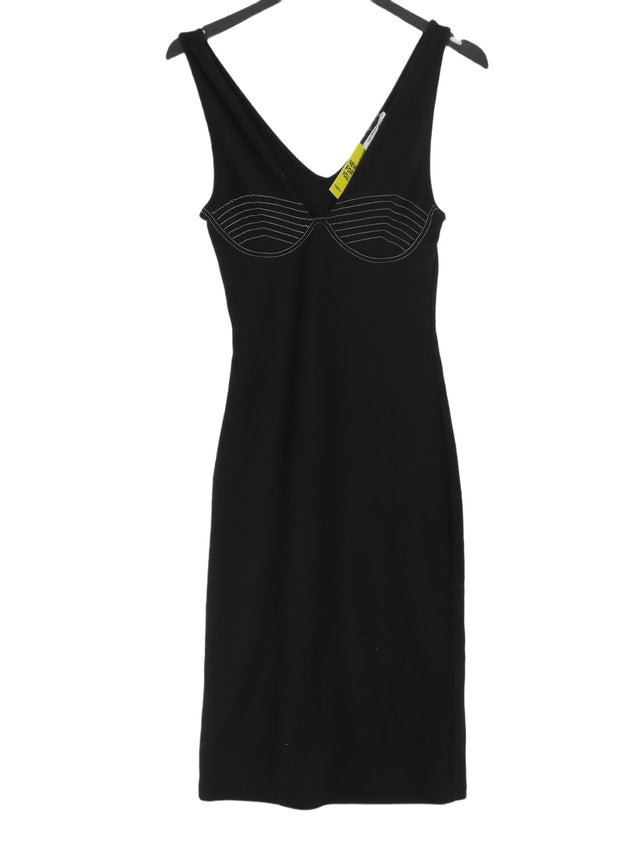 Zara Women's Maxi Dress S Black Viscose with Elastane, Polyester