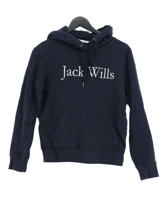 Jack Wills Women's Hoodie UK 8 Blue 100% Cotton