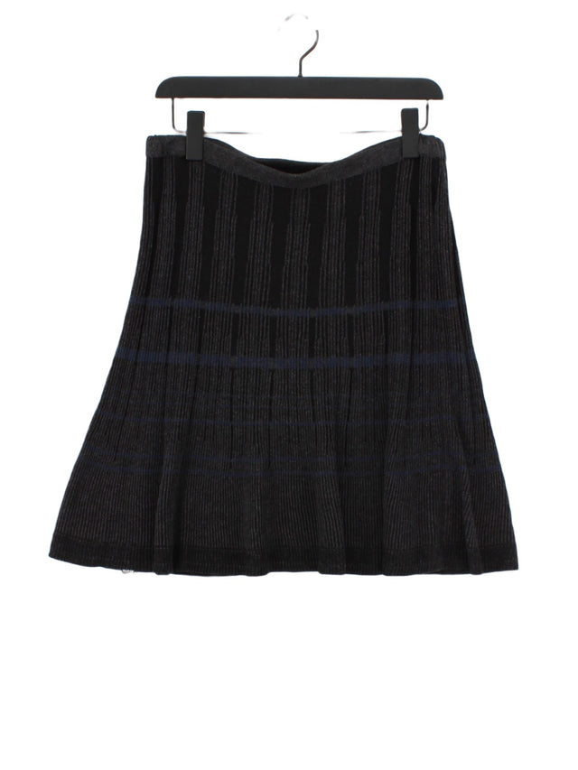 Max Studio Women's Midi Skirt L Grey Cotton with Rayon