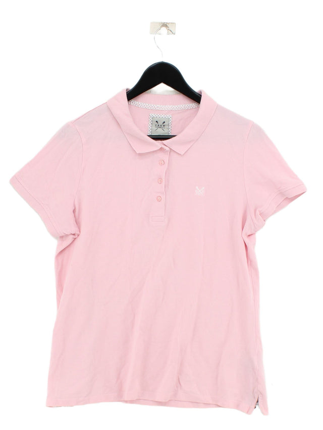 Crew Clothing Women's Polo UK 16 Pink 100% Cotton