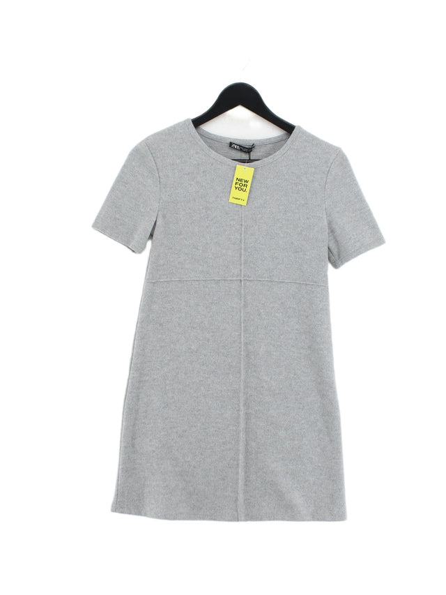 Zara Women's Midi Dress S Grey Polyester with Cotton