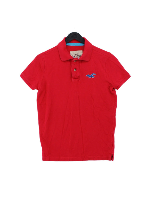 Hollister Men's Polo S Red 100% Cotton