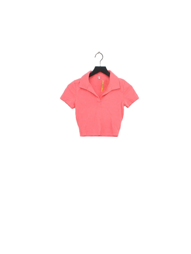 Uniqlo Women's Polo S Pink Cotton with Elastane