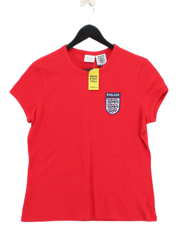 Next Women's T-Shirt UK 14 Red Cotton with Elastane