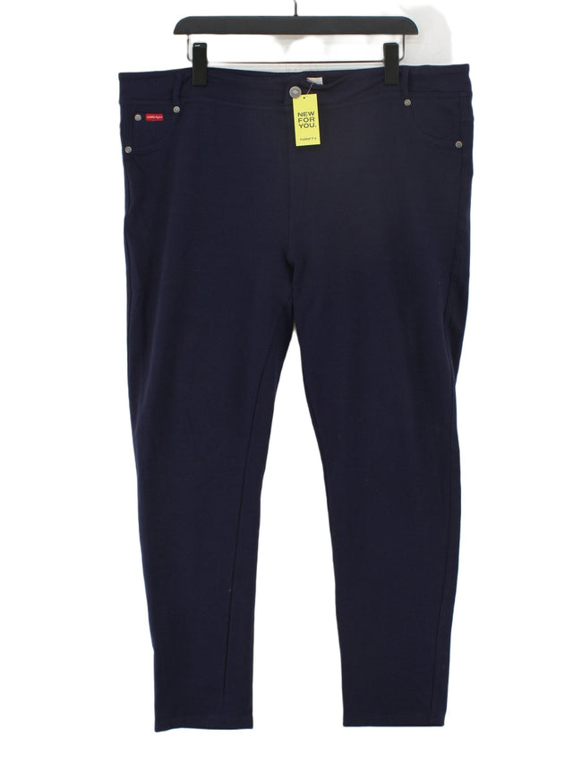 Lee Cooper Women's Suit Trousers UK 18 Blue Cotton with Elastane