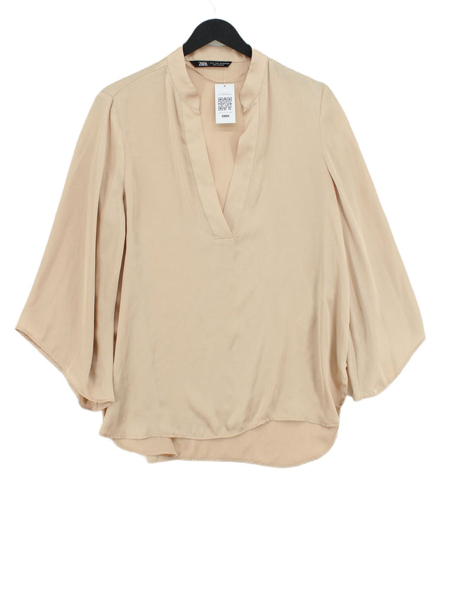 Zara Women's Blouse M Tan 100% Polyester