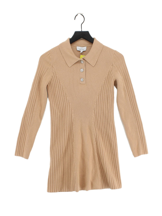 & Other Stories Women's Midi Dress S Tan Wool with Polyamide